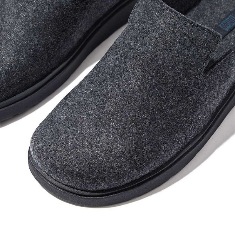 Navy Men's FitFlop Gen-Ff E01 Felt Mules | 836UJGYLZ