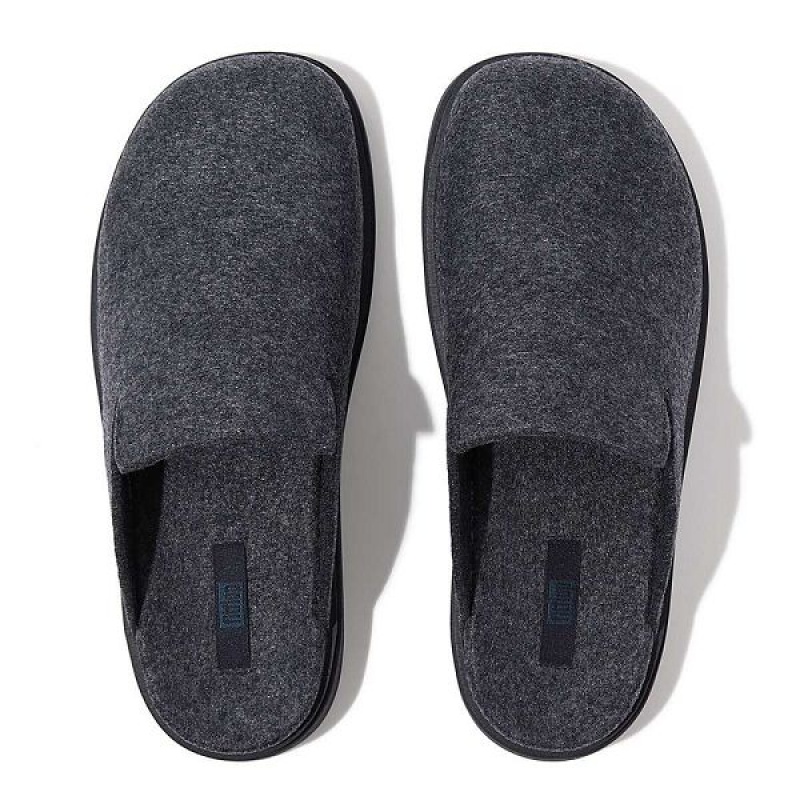 Navy Men's FitFlop Gen-Ff E01 Felt Mules | 836UJGYLZ