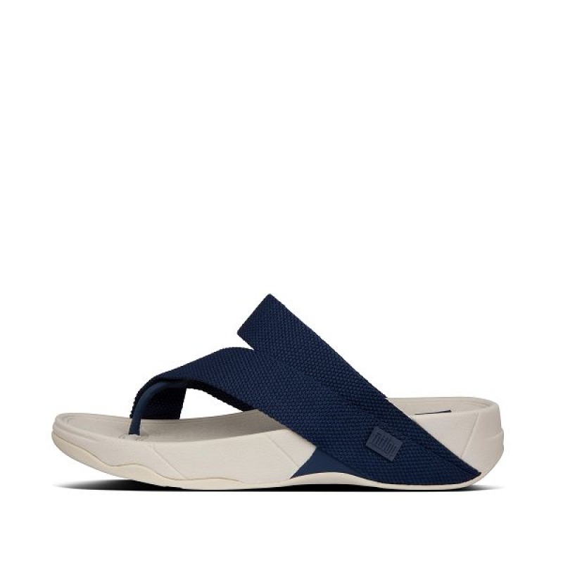 Navy Men\'s FitFlop Sling Weave Toe-Post Sandals | 874GKNJEY