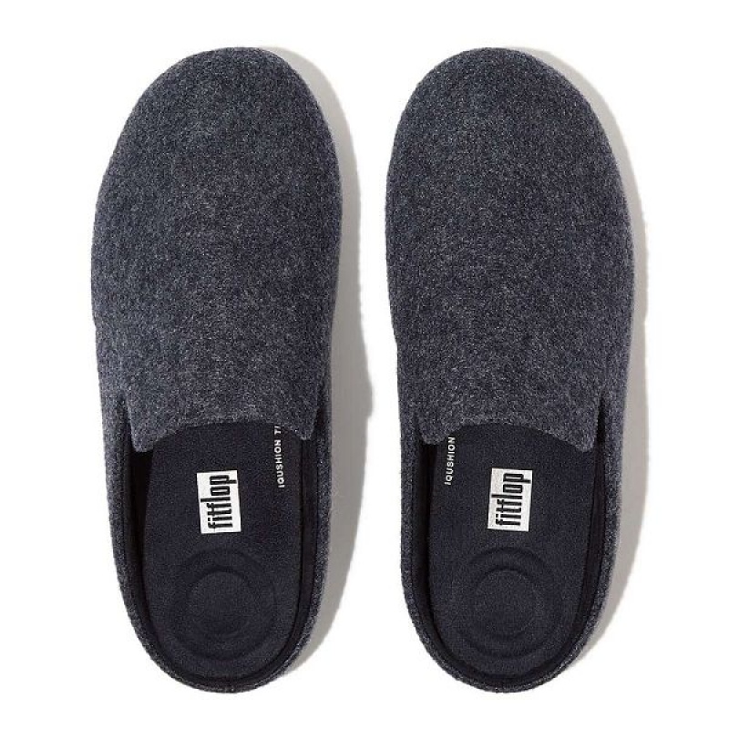 Navy Women's FitFlop Chrissie Ii E01 Haus Felt Slippers | 416ZUDPIB