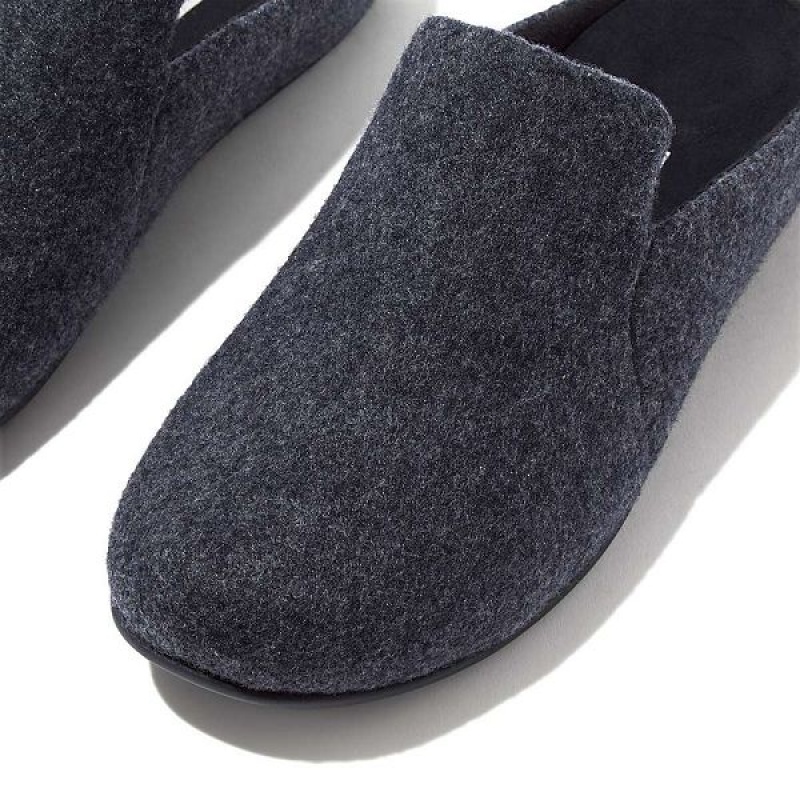 Navy Women's FitFlop Chrissie Ii E01 Haus Felt Slippers | 416ZUDPIB