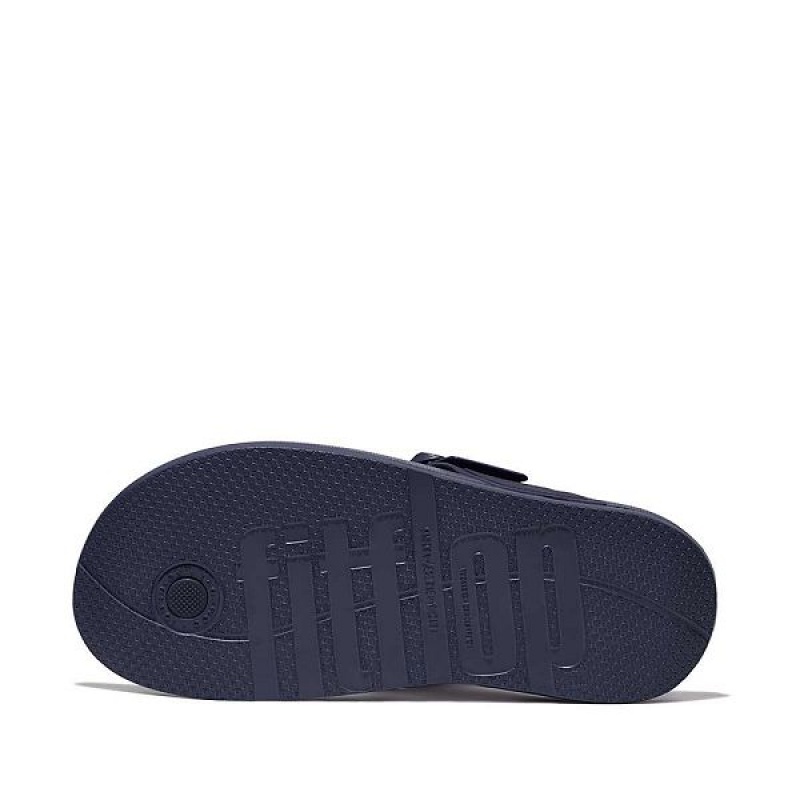 Navy Women's FitFlop Iqushion Adjustable Buckle Flip Flops | 041AFXPUJ