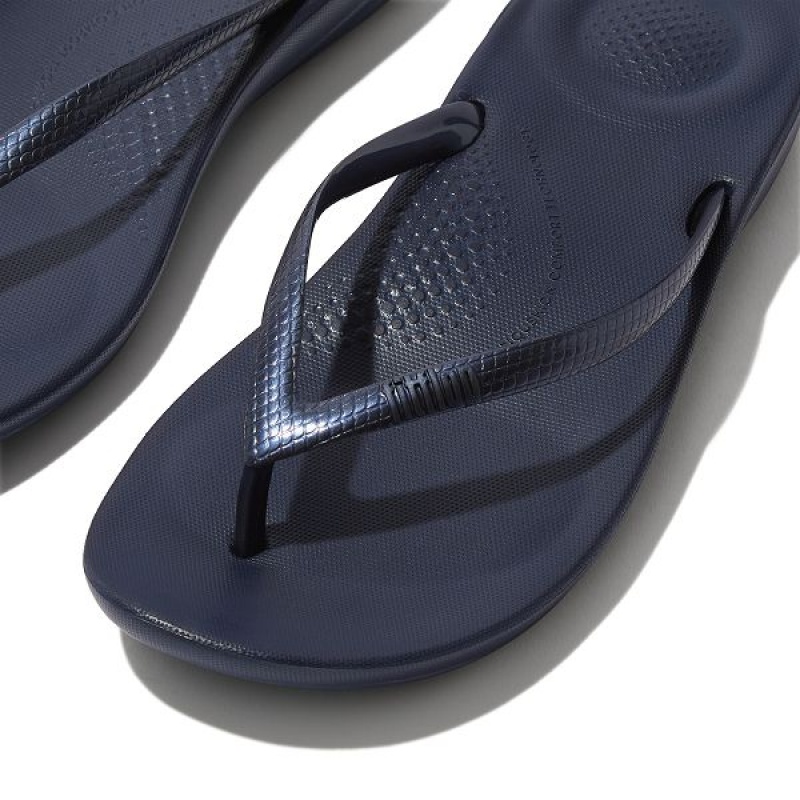 Navy Women's FitFlop Iqushion Ergonomic Flip Flops | 847QLDTSG