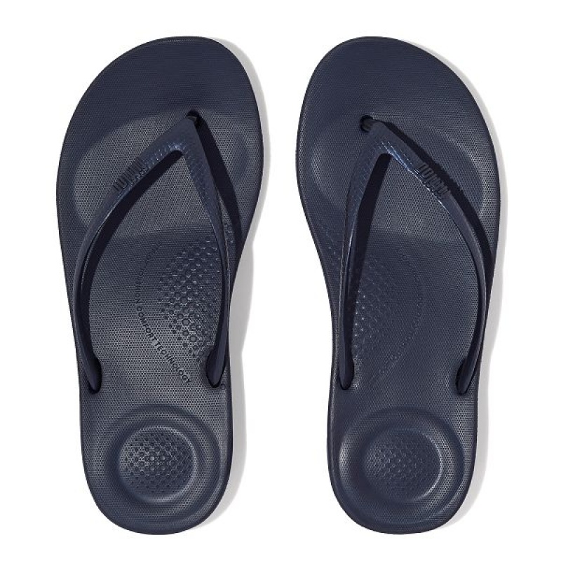 Navy Women's FitFlop Iqushion Ergonomic Flip Flops | 847QLDTSG