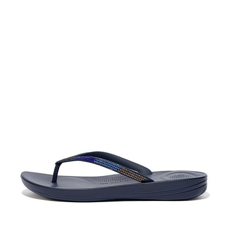 Navy Women\'s FitFlop Iqushion Ombre Sparkle Flip Flops | 913YRJCQU