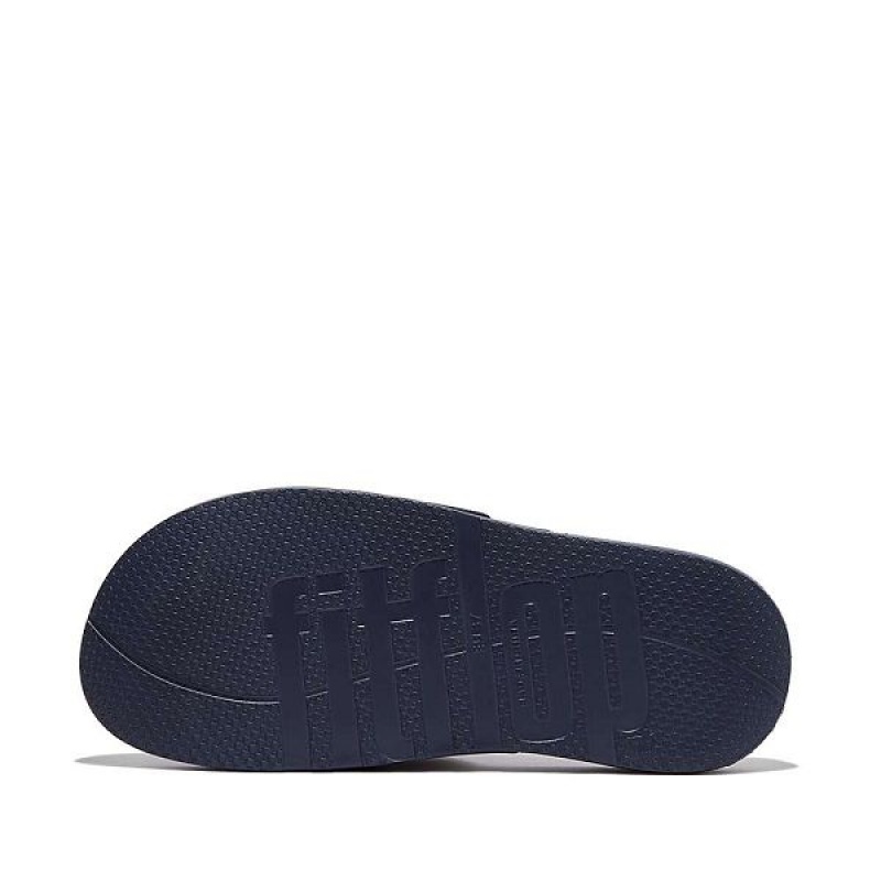 Navy Women's FitFlop Iqushion Two Bar Buckle Slides | 120SRQUWN