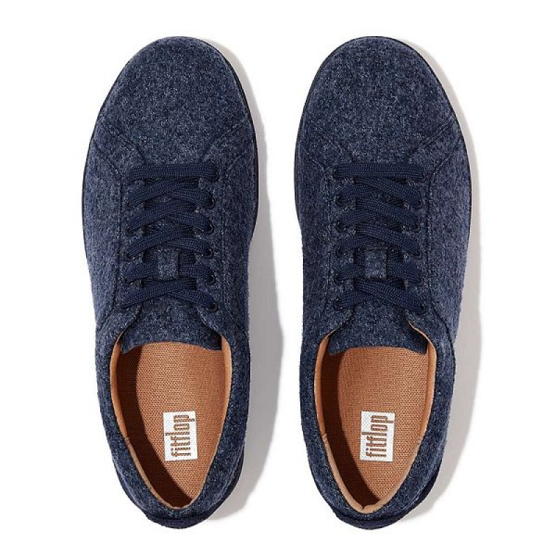 Navy Women's FitFlop Rally E01 Merino Wool Mix Sneakers | 508DFBNCU