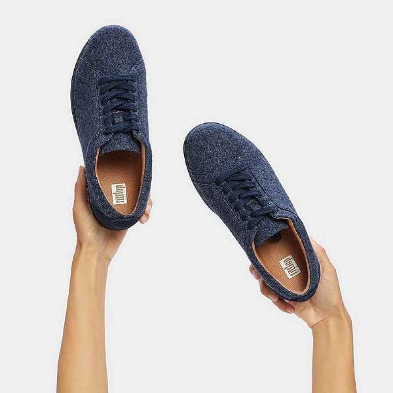 Navy Women's FitFlop Rally E01 Merino Wool Mix Sneakers | 508DFBNCU