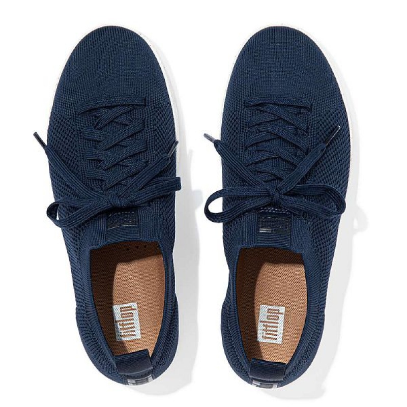 Navy Women's FitFlop Rally E01 Multi Knit Sneakers | 391CUFSEP