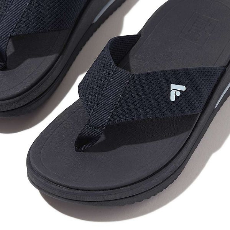 Navy Women's FitFlop Surff Sports Webbing Toe-Post Sandals | 134DTBFGX