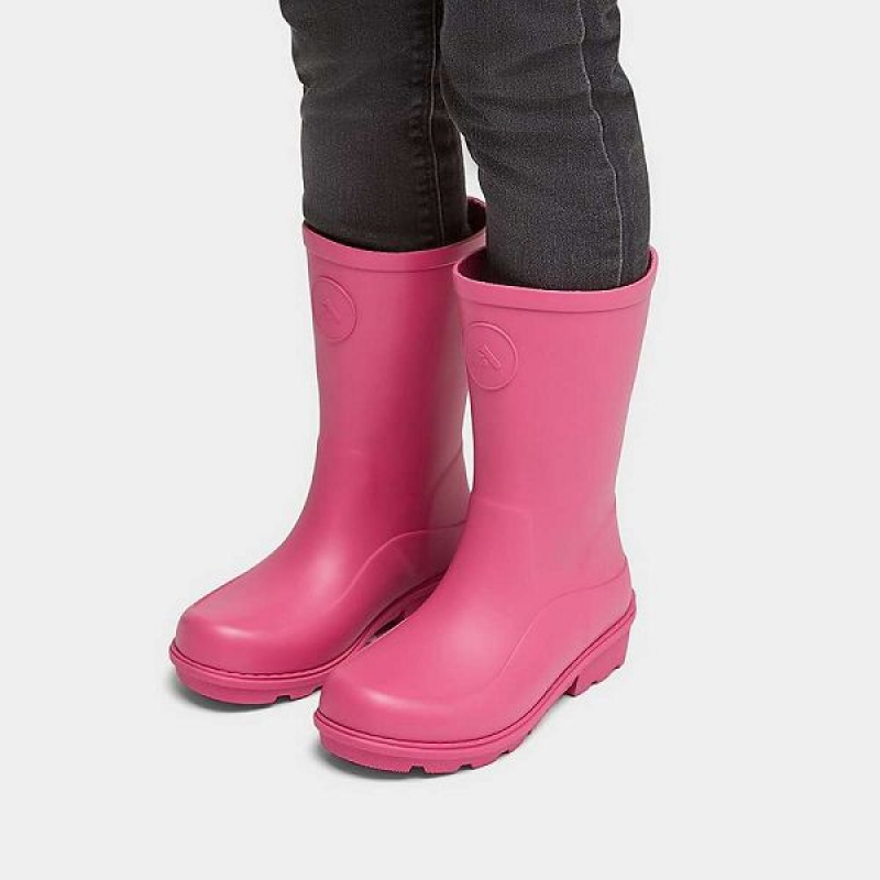 Pink Kids' FitFlop Wonderwelly Junior Ergonomic Wellington Rain Boots | 324DBIPVM