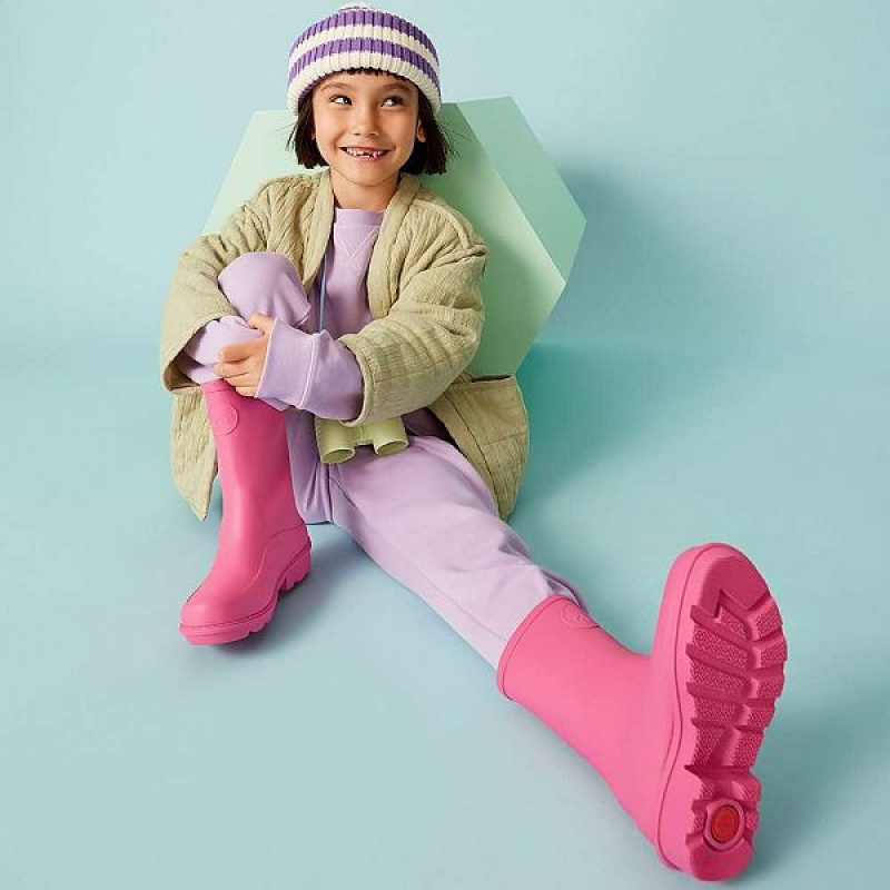 Pink Kids' FitFlop Wonderwelly Junior Ergonomic Wellington Rain Boots | 324DBIPVM