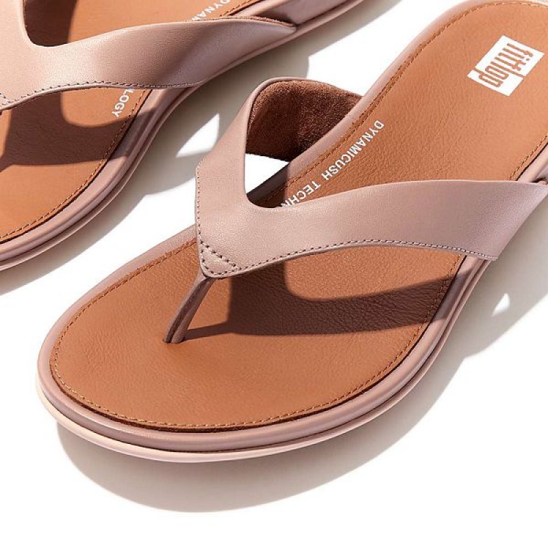 Pink Women's FitFlop Gracie Leather Flip Flops | 923DIEMNL