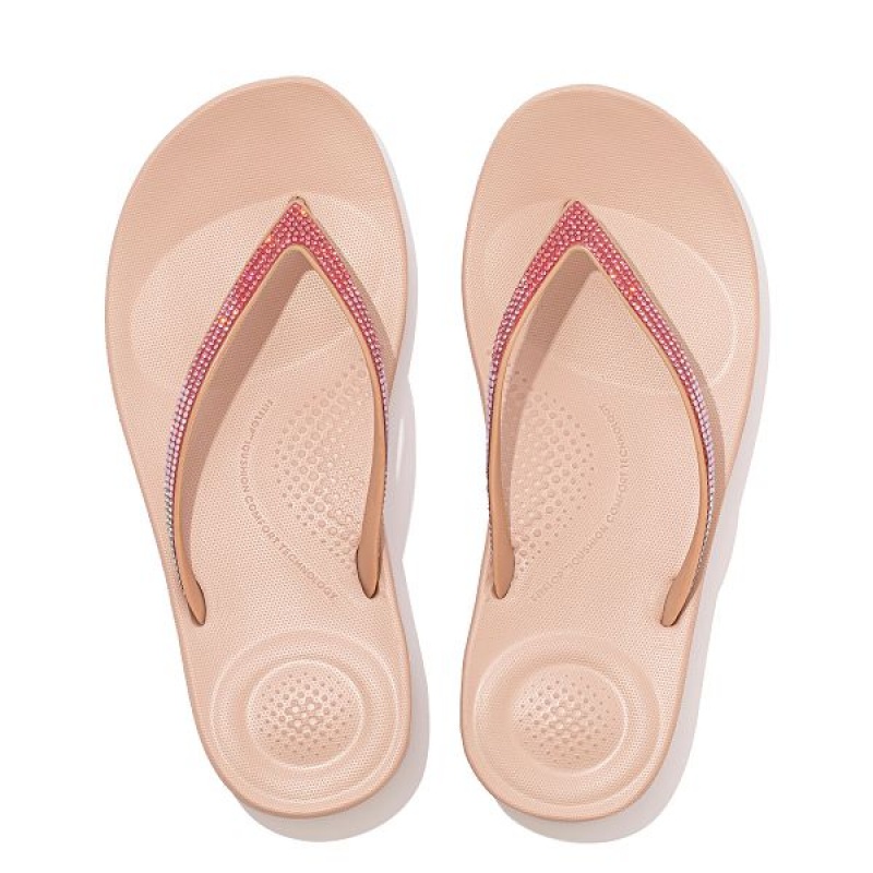 Pink Women's FitFlop Iqushion Ombre Sparkle Flip Flops | 062GILYAU