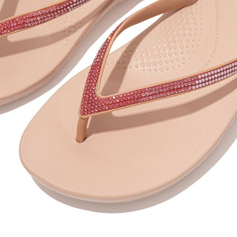 Pink Women's FitFlop Iqushion Ombre Sparkle Flip Flops | 062GILYAU