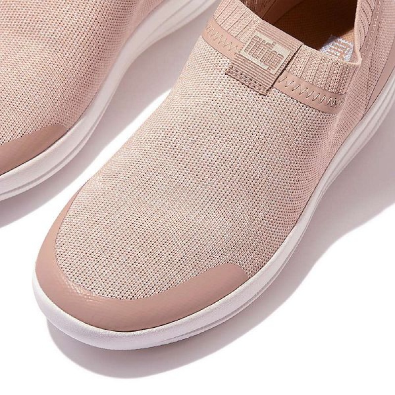 Pink / White Women's FitFlop Uberknit Slip On Sneakers | 271OTUIXD