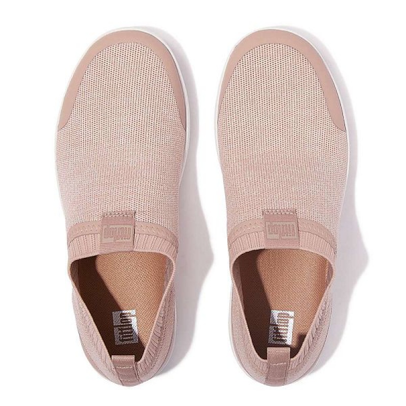 Pink / White Women's FitFlop Uberknit Slip On Sneakers | 271OTUIXD