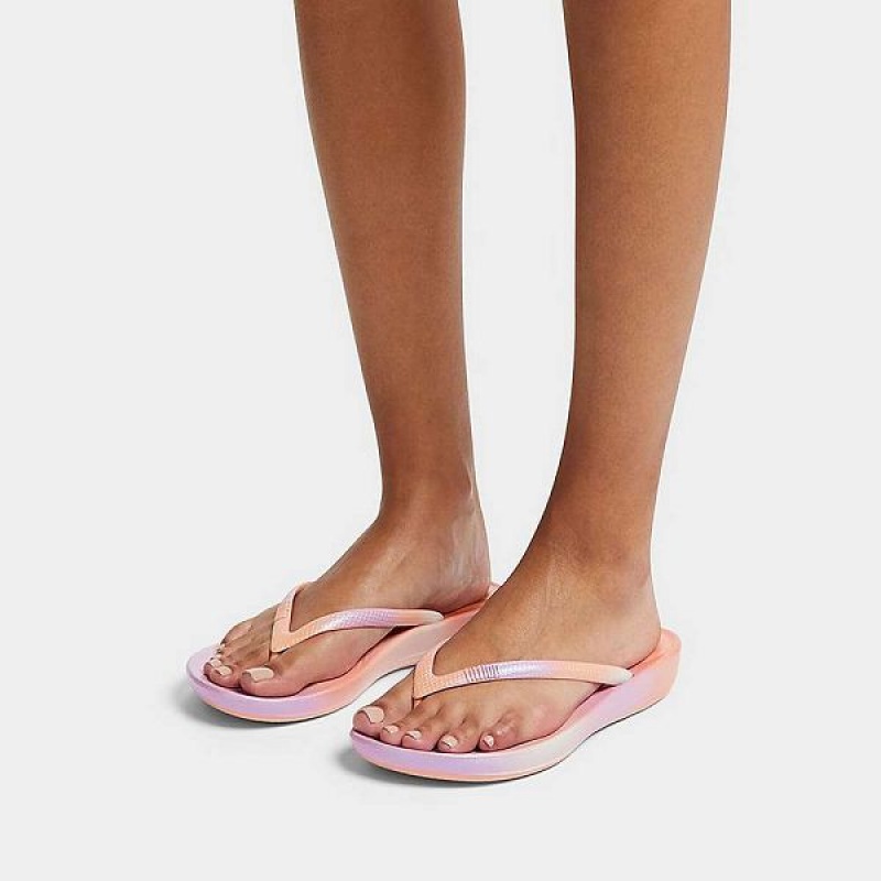 Purple Women's FitFlop Iqushion Iridescent Ergonomic Flip Flops | 827FVDAPH