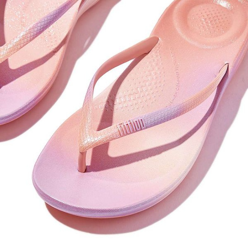 Purple Women's FitFlop Iqushion Iridescent Ergonomic Flip Flops | 827FVDAPH