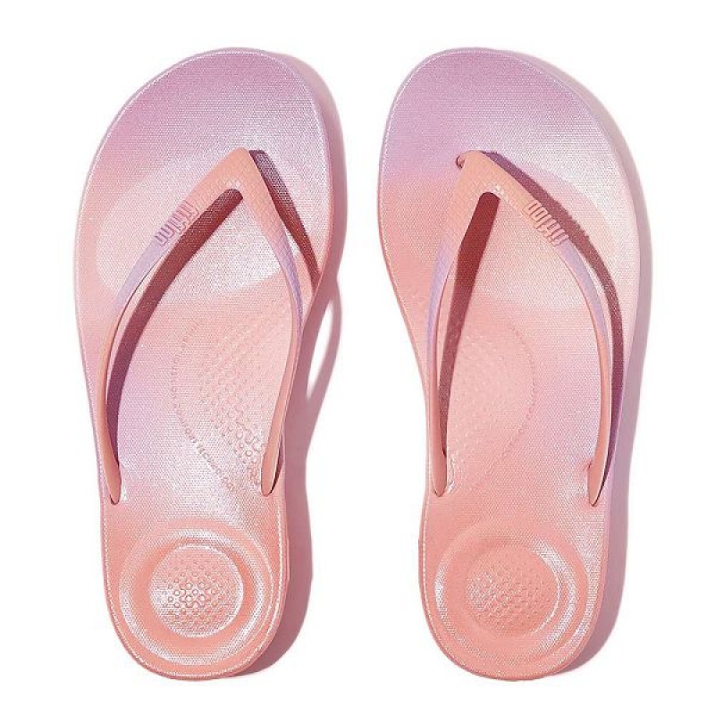 Purple Women's FitFlop Iqushion Iridescent Ergonomic Flip Flops | 827FVDAPH