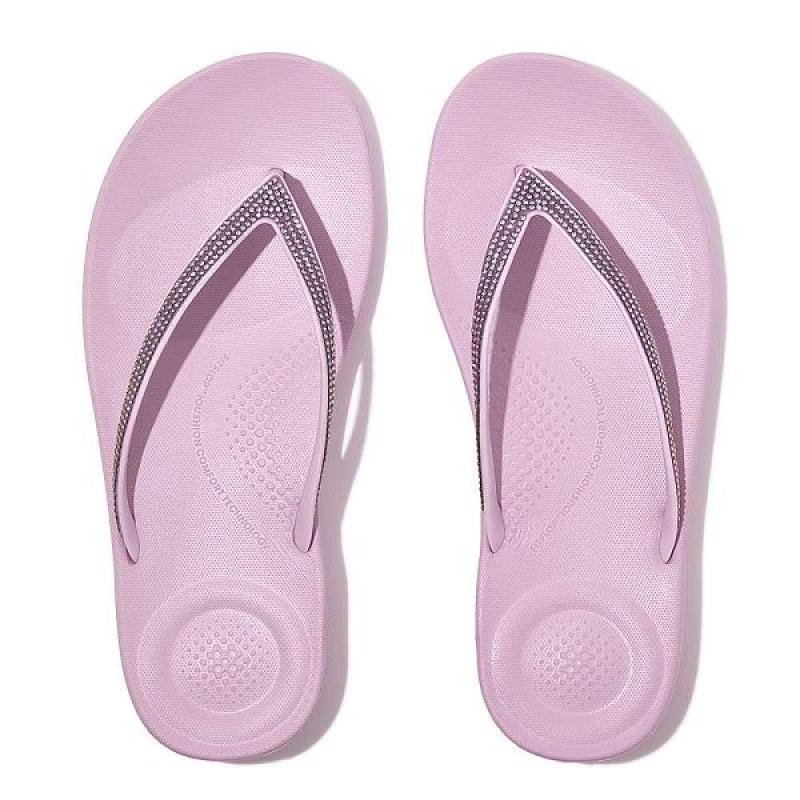 Purple Women's FitFlop Iqushion Ombre Sparkle Flip Flops | 392OAFRGU