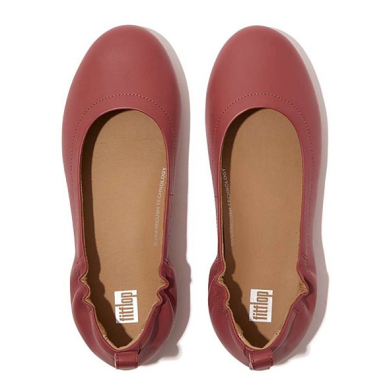 Red Women's FitFlop Allegro Soft Leather Ballet Pumps Ballet Flats | 601XPKMLY