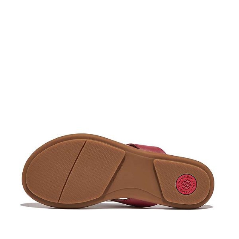 Red Women's FitFlop Gracie Leather Flip Flops | 205EMRWZQ