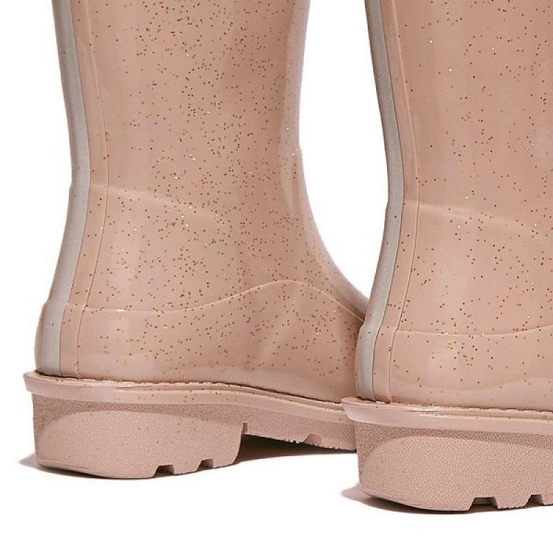 Rose Gold Kids' FitFlop Wonderwelly Junior Glitter Ergonomic Wellington Rain Boots | 879FZXWRK