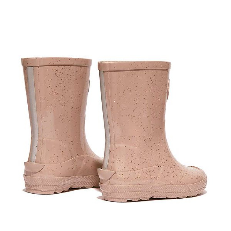 Rose Gold Kids' FitFlop Wonderwelly Toddler Glitter Ergonomic Rain Boots | 856IEMKZB