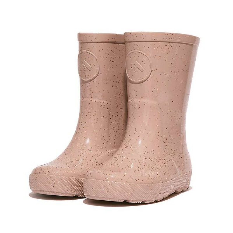 Rose Gold Kids' FitFlop Wonderwelly Toddler Glitter Ergonomic Rain Boots | 856IEMKZB