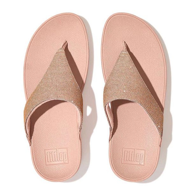 Rose Gold Women's FitFlop Lulu Shimmerlux Toe-Post Sandals | 273IWNORC