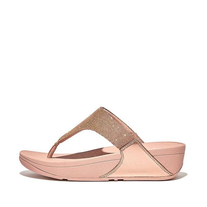 Rose Gold Women\'s FitFlop Lulu Shimmerlux Toe-Post Sandals | 273IWNORC