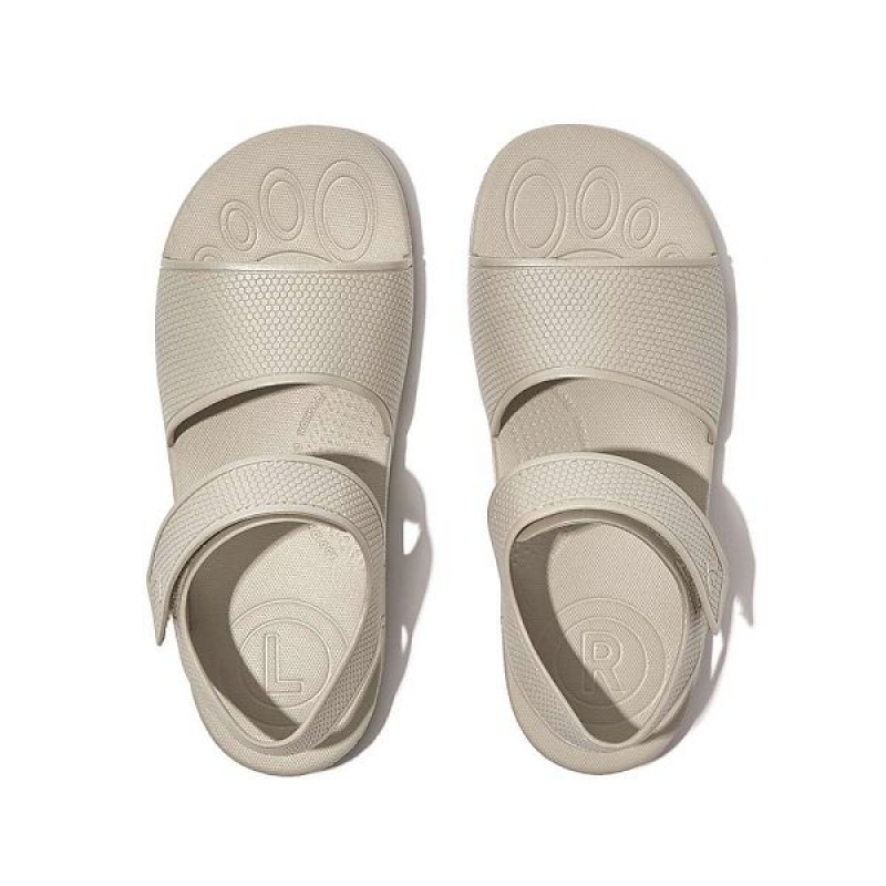 Silver Kids' FitFlop Iqushion Junior Shimmer Ergonomic Back-Strap Sandals | 167DYOHVU