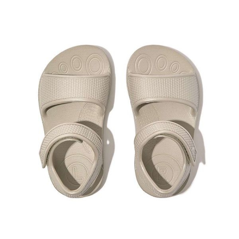 Silver Kids' FitFlop Iqushion Toddler Shimmer Ergonomic Back-Strap Sandals | 526KOJFHP