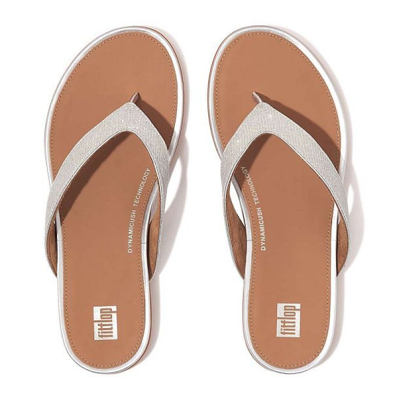 Silver Women's FitFlop Gracie Shimmerlux Flip Flops | 028XLOIWN