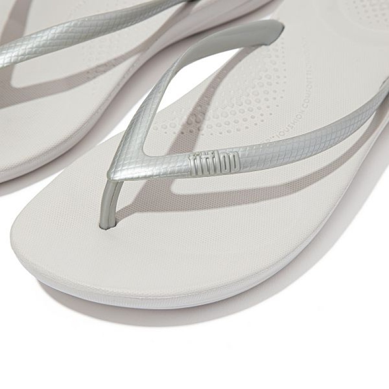 Silver Women's FitFlop Iqushion Ergonomic Flip Flops | 603LMEYSN