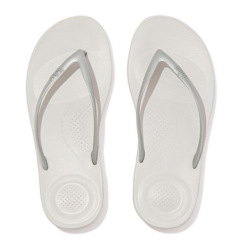 Silver Women's FitFlop Iqushion Ergonomic Flip Flops | 603LMEYSN