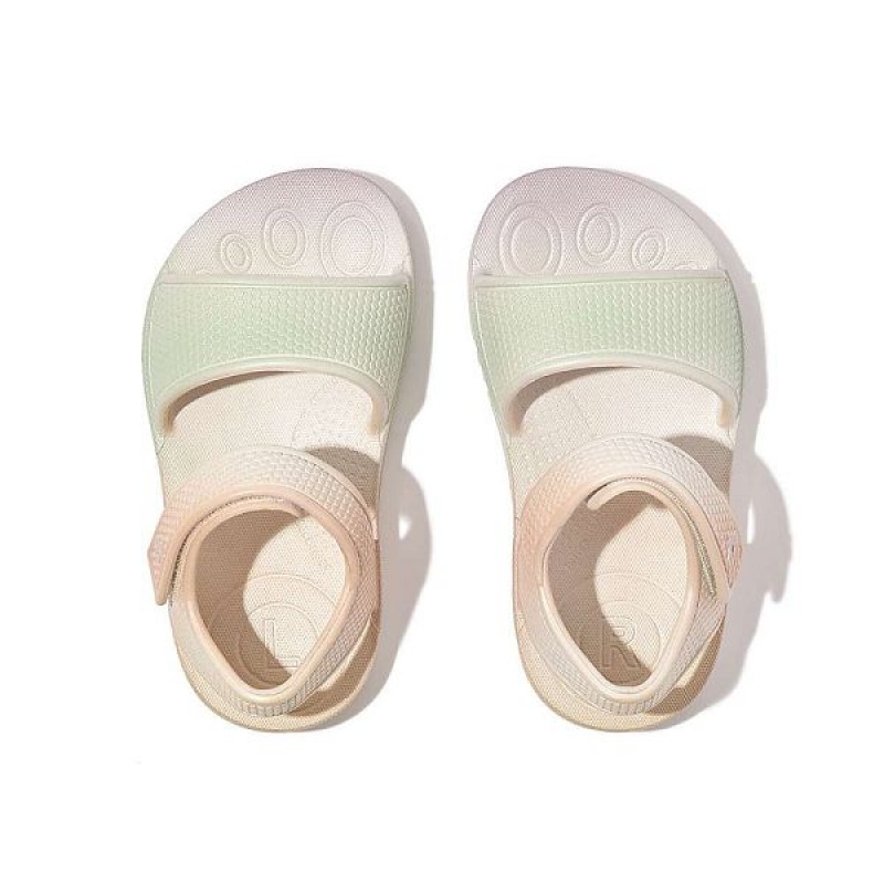 White Kids' FitFlop Iqushion Toddler Iridescent Ergonomic Back-Strap Sandals | 638BAXETP