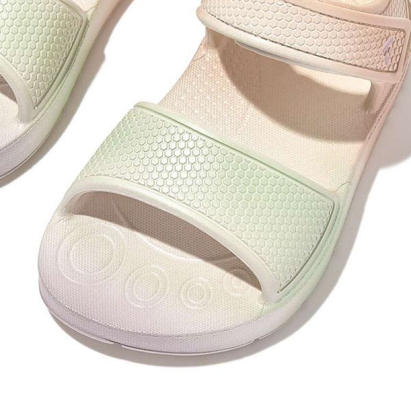 White Kids' FitFlop Iqushion Toddler Iridescent Ergonomic Back-Strap Sandals | 638BAXETP