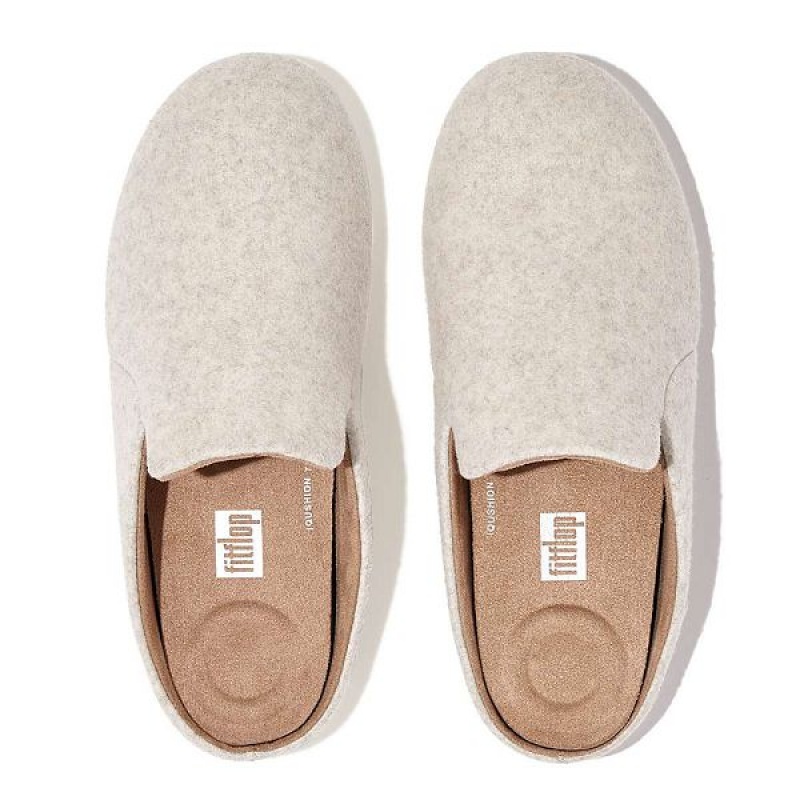 White Women's FitFlop Chrissie Ii Haus Felt Slippers | 271EKGJYI