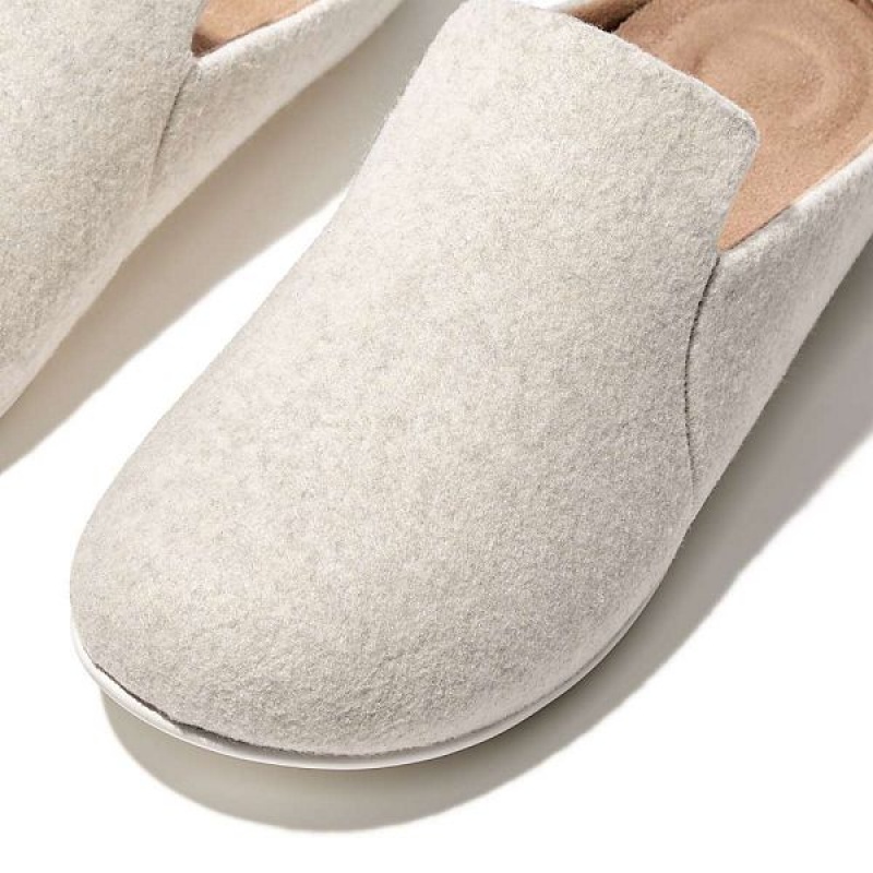 White Women's FitFlop Chrissie Ii Haus Felt Slippers | 271EKGJYI