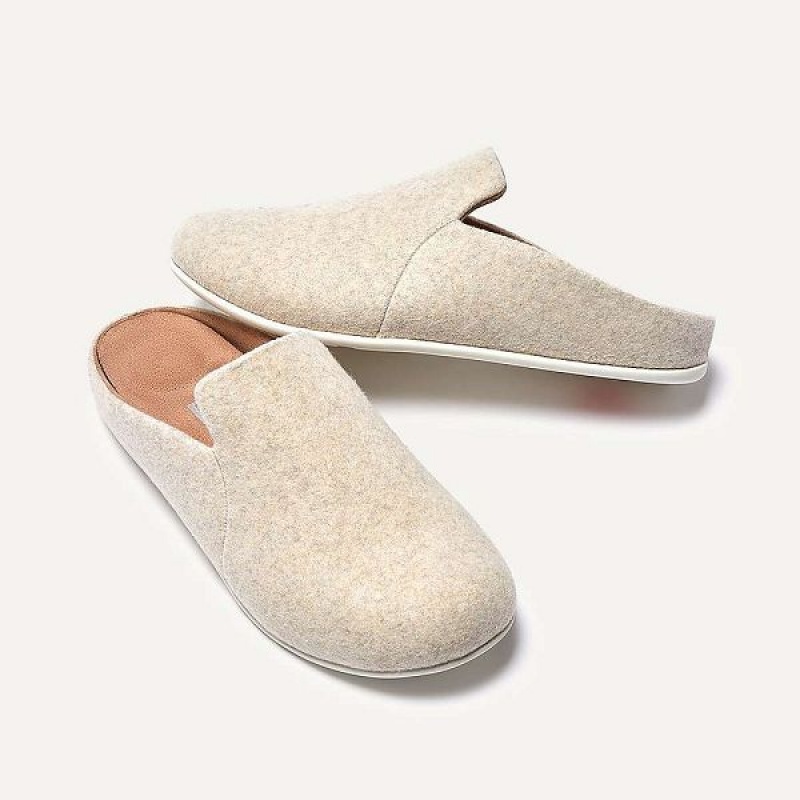 White Women's FitFlop Chrissie Ii Haus Felt Slippers | 271EKGJYI