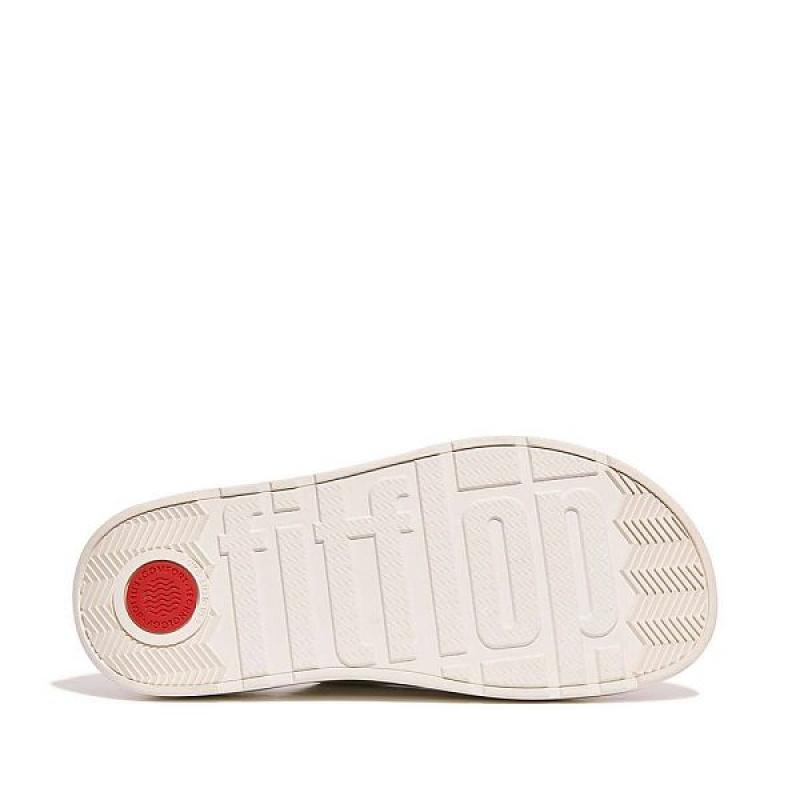 White Women's FitFlop Gen-Ff Buckle Two Bar Leather Slides | 354JCLROE