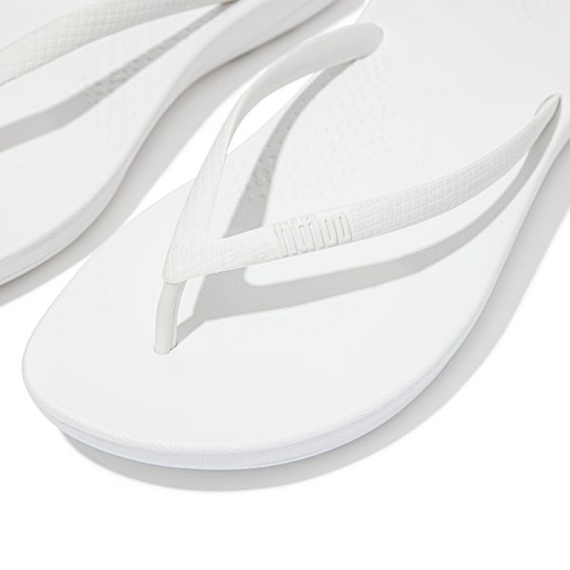 White Women's FitFlop Iqushion Ergonomic Flip Flops | 570OYMUDR