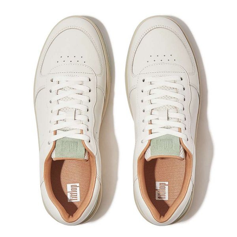 White Women's FitFlop Rally Evo Leather Sneakers | 439XKIADV