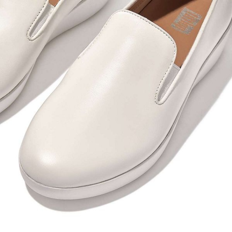 White Women's FitFlop Superskate Leather Loafers Loafers | 215SIEHBJ