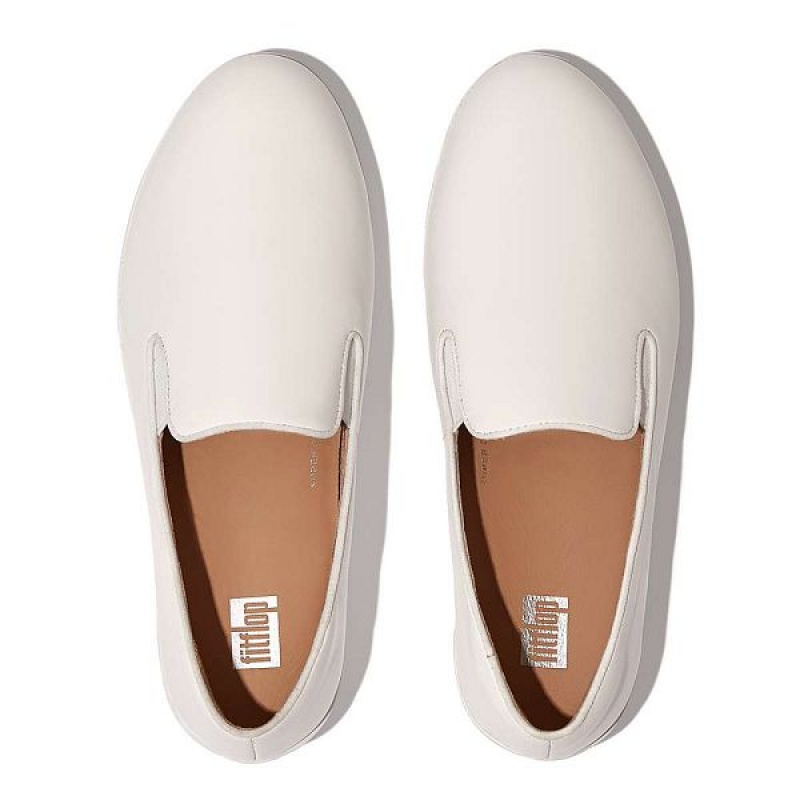 White Women's FitFlop Superskate Leather Loafers Loafers | 215SIEHBJ