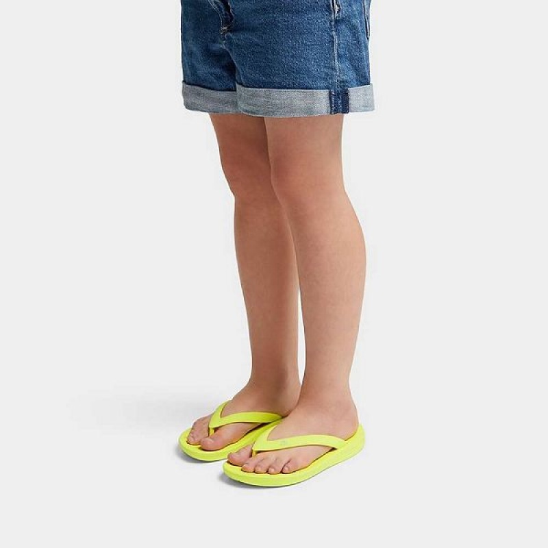 Yellow Kids' FitFlop Iqushion Junior Ergonomic Flip Flops | 437RWNAQJ